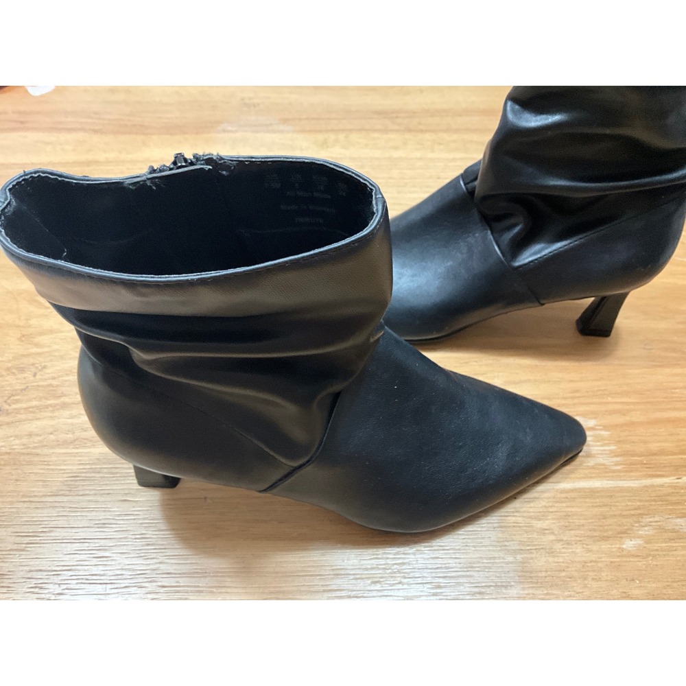 Naturalizer Tribute Black Slouch Ankle Boots Pointed Toe Kitten Heel Womens 7.5M
